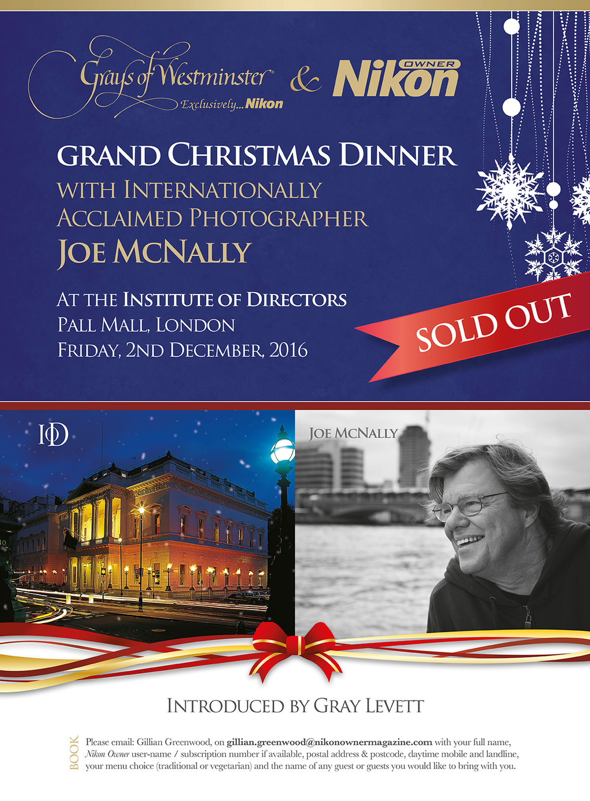 Grand Christmas Dinner with Internationally Acclaimed PhotographerJoe McNally