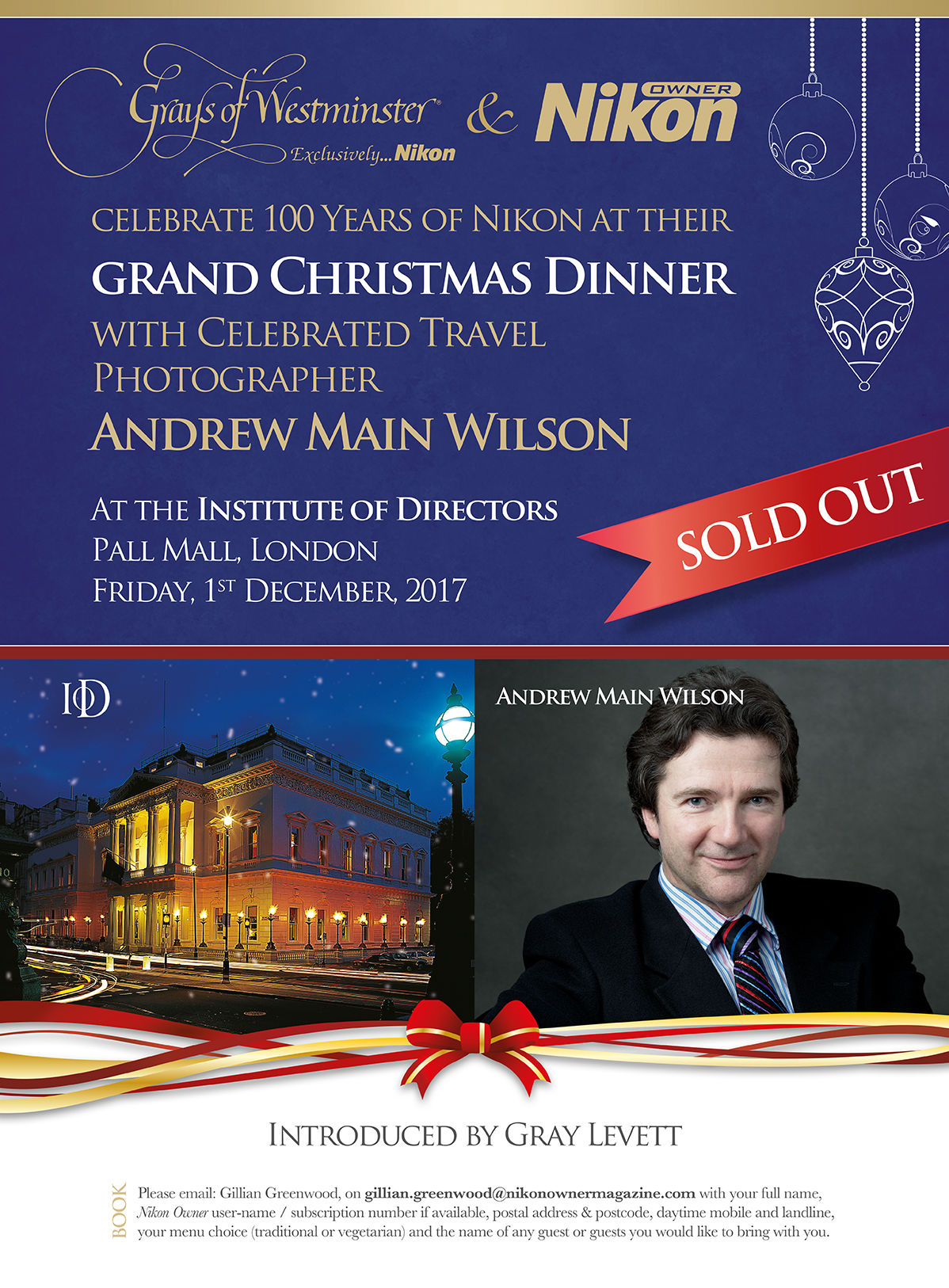 Grand Christmas Dinner with Celebrated Travel Photographer Andrew Main Wilson