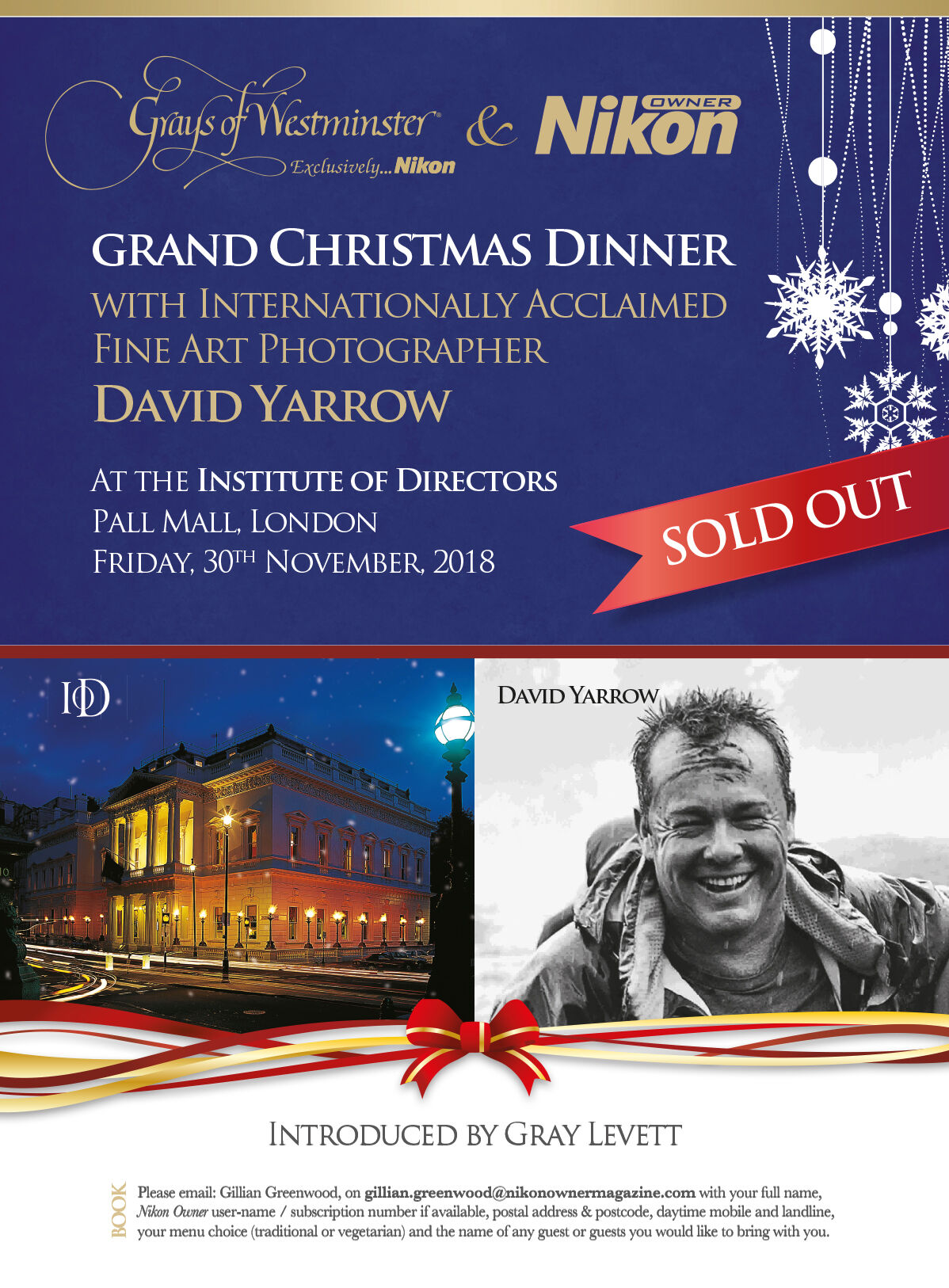 Grand Christmas Dinner with Internationally Acclaimed Fine Art Photographer David Yarrow